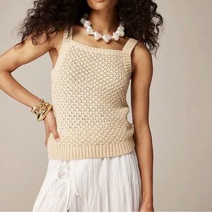 J.Crew basket stitch sweater tank buff clay